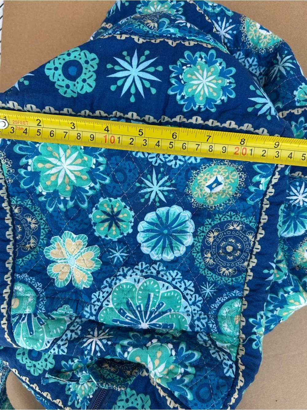 Vera Bradley Duffel Bag Quilted Medium Travel weekender Blue Floral Medallion